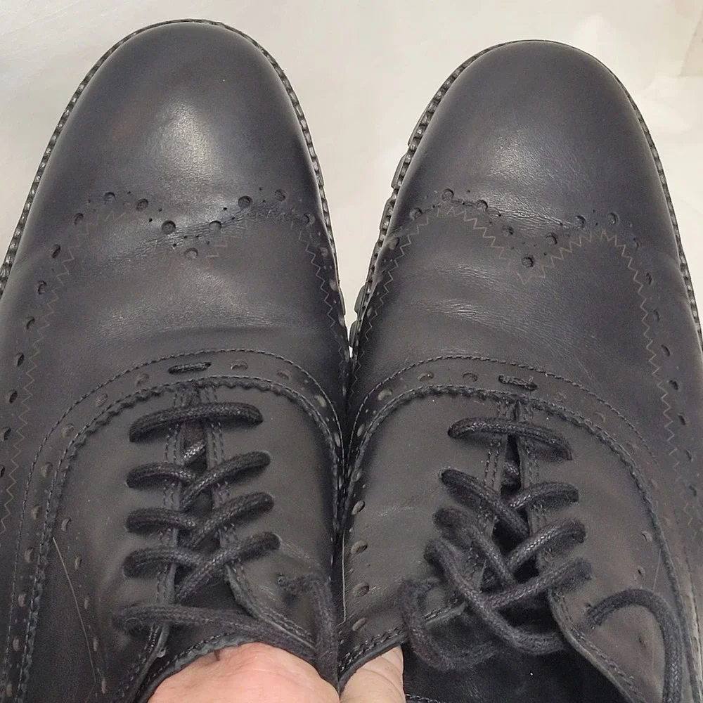 Cole Haan Zerogrand Mens 10M Black Leather Wingtip Oxford Shoes C23738  Casual